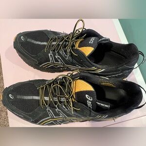 Black and Yellow ASICS Sneakers